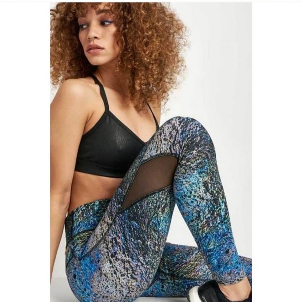 Alala Captain Ankle Mesh Leggings Sz S blue black yoga recreation